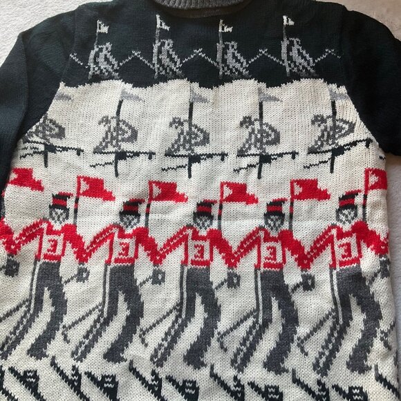 VTGMontage W Small Sweater Turtleneck Ski Mountain Graphic High Neck Old Money - Picture 8 of 11